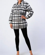 Load image into Gallery viewer, Black &amp; Grey Plaid Shacket
