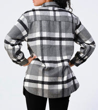 Load image into Gallery viewer, Black &amp; Grey Plaid Shacket
