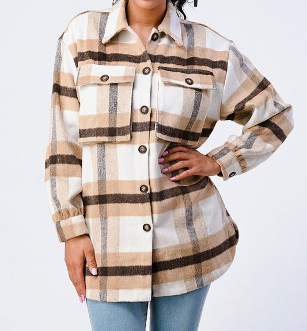 Brown & Caramel Plaid Shacket